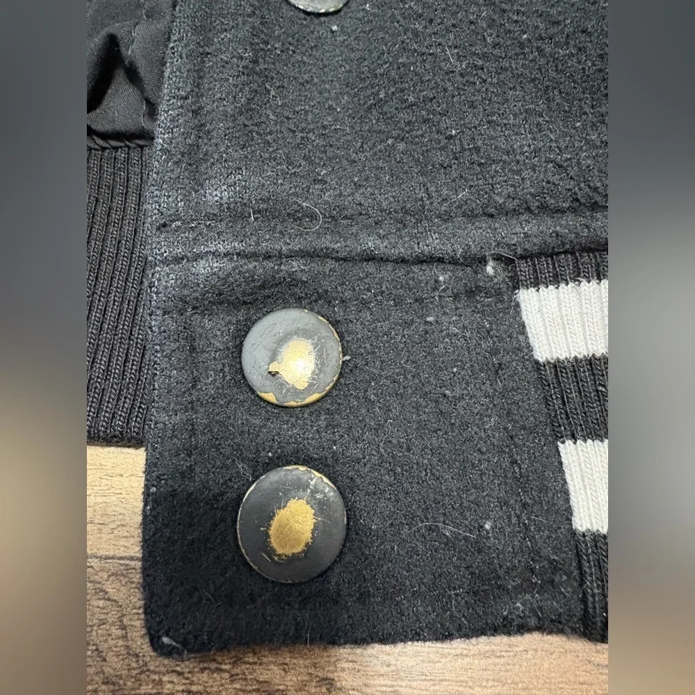 Old Navy Kids Varsity Jacket Size M (8) | Black & Gray Snap Button Jacket